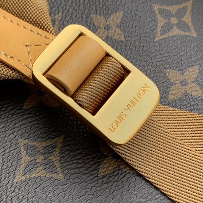 LOUIS VUITTON OUTDOOR BACKPACK 44 IN BEIGE CALFSKIN AND BROWN MONOGRAM CANVAS