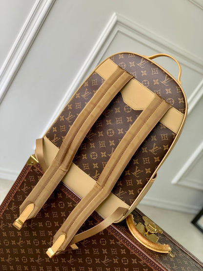 LOUIS VUITTON OUTDOOR BACKPACK 44 IN BEIGE CALFSKIN AND BROWN MONOGRAM CANVAS