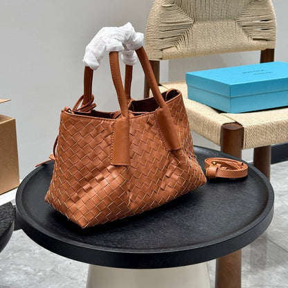 BOTTEGA VENETA SMALL PINACOTECA TOTE BAG 25 IN RUST BROWN CALFSKIN