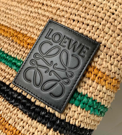 LOEWE LOE 30 SLIT BAG IN COLORFUL RAFFIA AND CALFSKIN