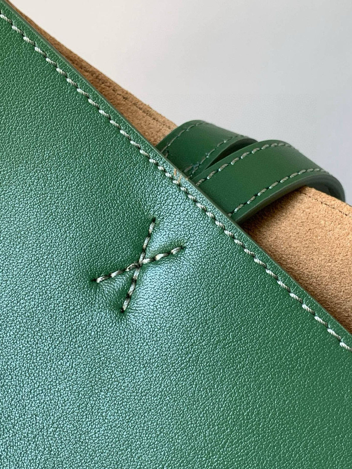 LOEWE 25S PUZZLE FOLD BAG 31 IN AMBER HUNTER GREEN SHINY CALFSKIN