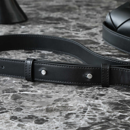 BOTTEGA VENETA 25S DIAGO 22 IN BLACK CALFSKIN PATENT SILVER HARDWARE