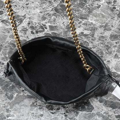 BOTTEGA VENETA 25S DUSTBAG NOTTE 33 IN BLACK CALFSKIN GOLD HARDWARE