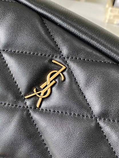 SAINT LAURENT 26 BLACK SHEEPSKIN WITH GOLD BUCKLE BAG