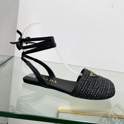 PRADA CROCHET SANLS IN BLACK FABRIC
