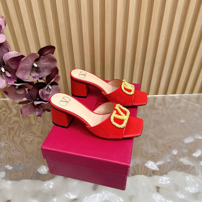 VALENTINO 25S HIGH-HEEL MULES 60 MM IN RED VELVET AND CALFSKIN WITH GOLD HARDWARE