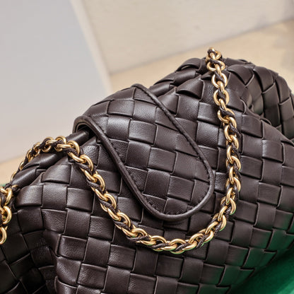 BOTTEGA VENETA Teen Lauren 1980 With Chain 31.5 Chocolate Leather Ghw