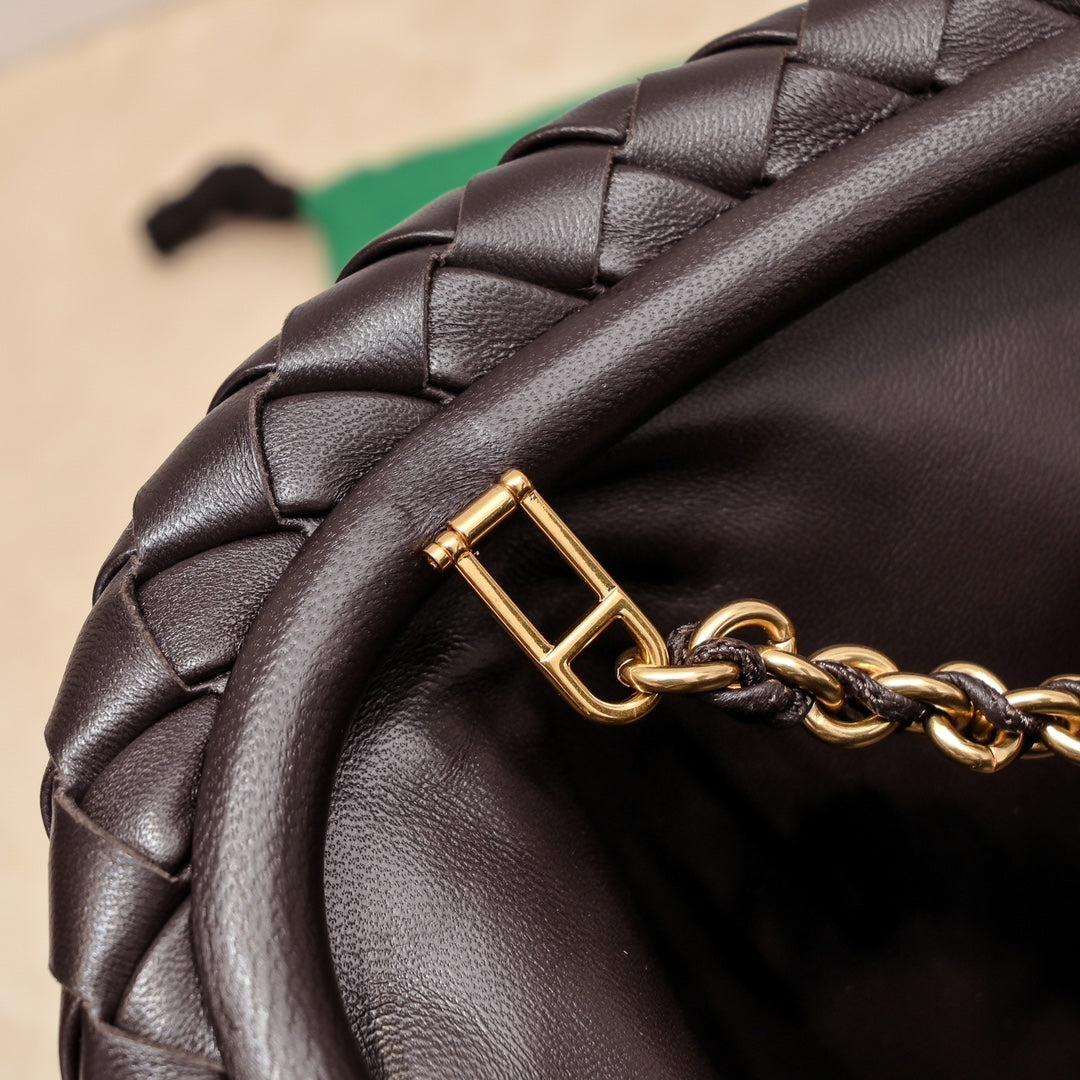 BOTTEGA VENETA Teen Lauren 1980 With Chain 31.5 Chocolate Leather Ghw
