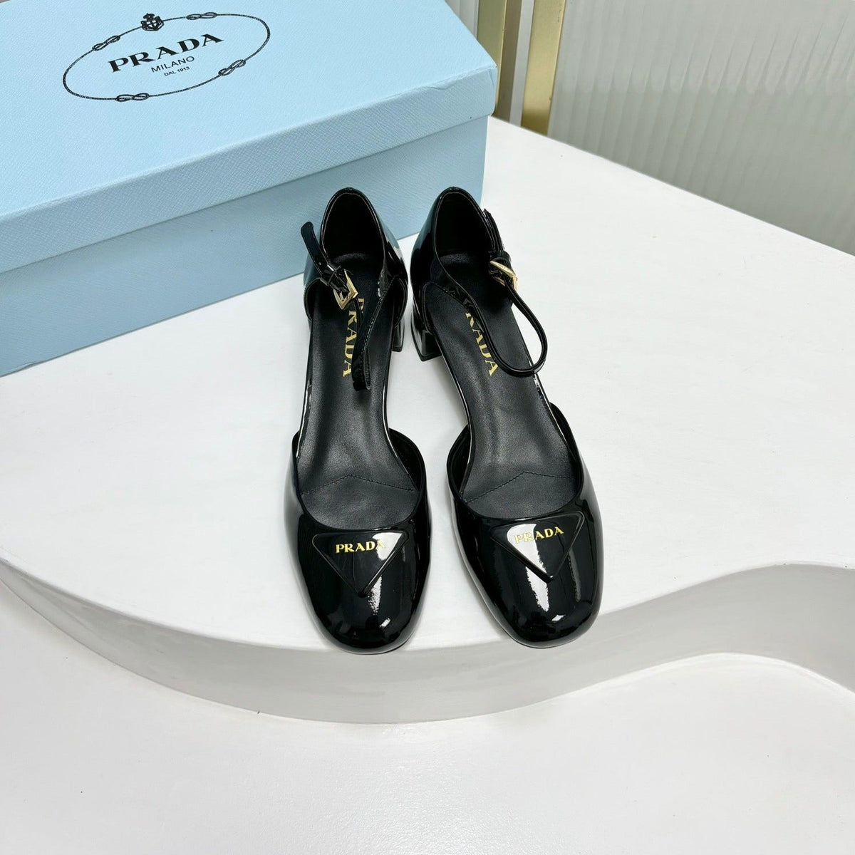 PRADA MARY JANE PUMPS BLACK CALFSKIN