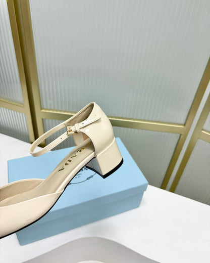 PRADA MARY JANE PUMPS CREAMY WHITE CALFSKIN