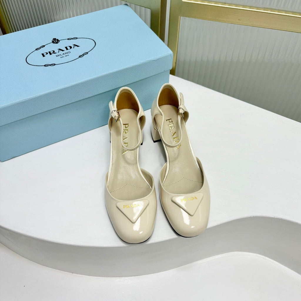 PRADA MARY JANE PUMPS CREAMY WHITE CALFSKIN