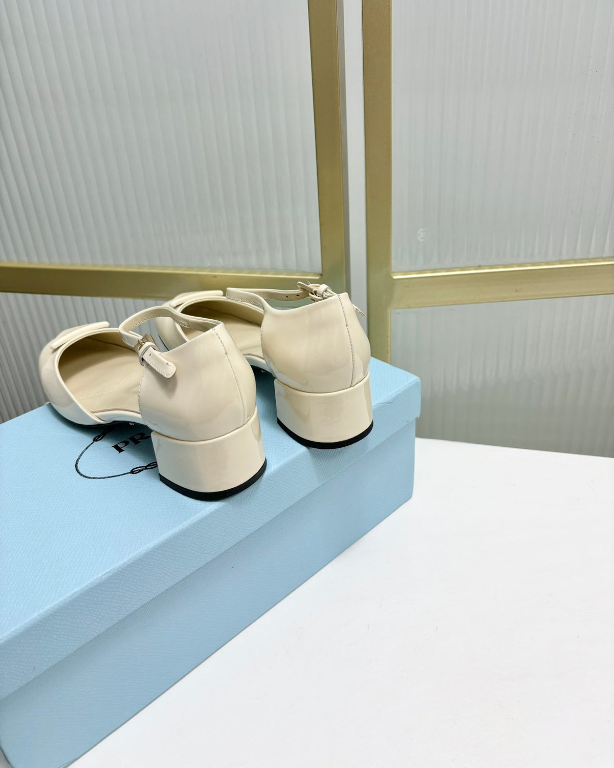PRADA MARY JANE PUMPS CREAMY WHITE CALFSKIN