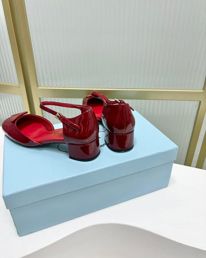 PRADA MARY JANE PUMPS CHERRY CALFSKIN