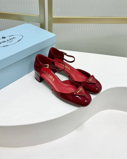PRADA MARY JANE PUMPS CHERRY CALFSKIN