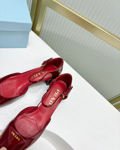 PRADA MARY JANE PUMPS CHERRY CALFSKIN