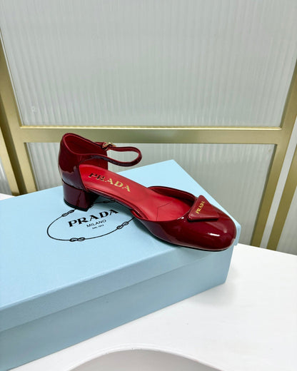 PRADA MARY JANE PUMPS CHERRY CALFSKIN