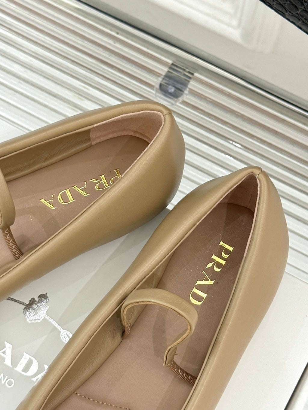 PRADA 25S SOFT PADDED BALLERINAS IN BEIGE NAPPA LEATHER