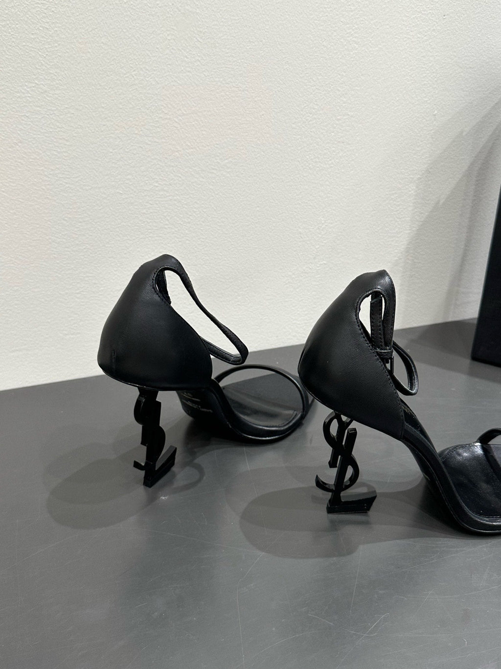 YSL HEELED SANDALS 25S 105 MM IN BLACK LAMBSKIN