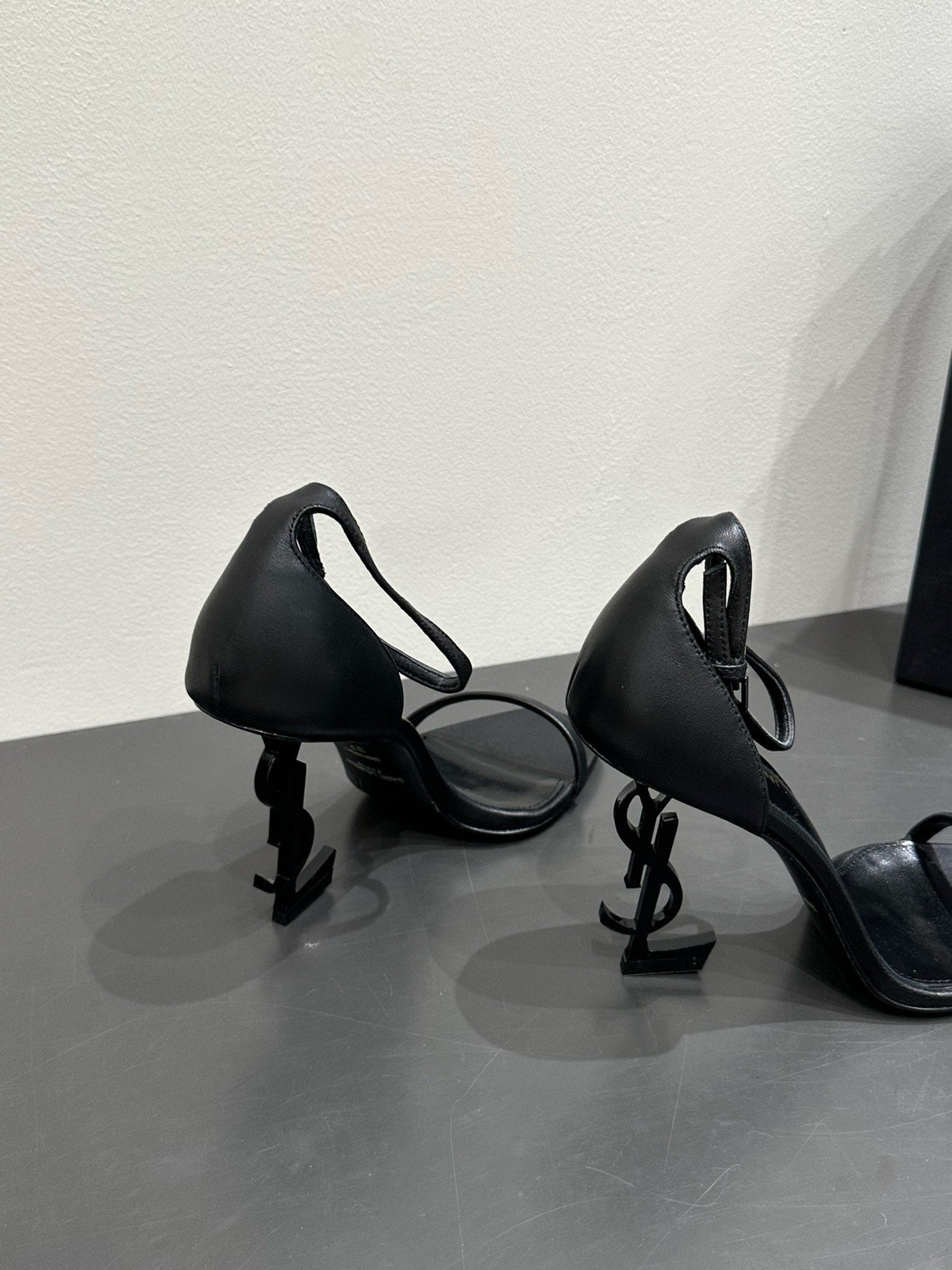 YSL HEELED SANDALS 25S 105 MM IN BLACK LAMBSKIN