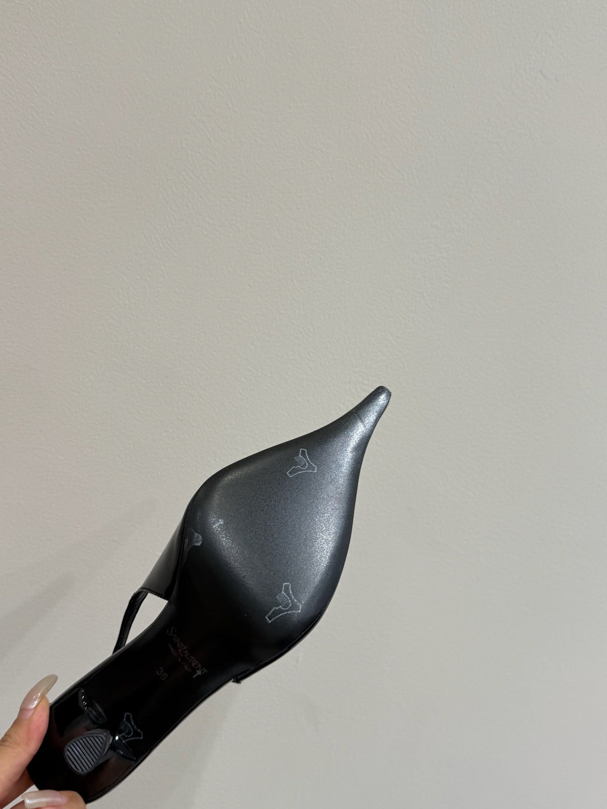 YSL HIGH SLINGBACK 25S IN BLACK GLOSSY LAMBSKIN