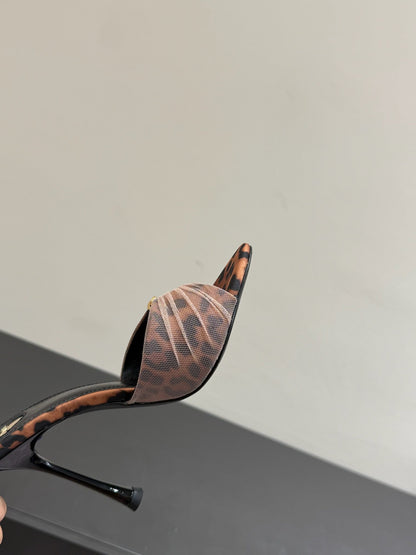 YSL HIGH HEEL 25S 100 MM IN LEOPARD PRINT LAMBSKIN
