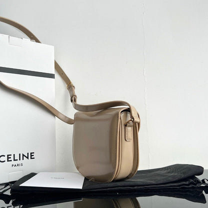 CELINE TRIOMPHE 15 Cream Gray Calfskin Handbag