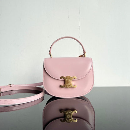 CELINE TRIOMPHE 15 Pastel Pink Calfskin Handbag