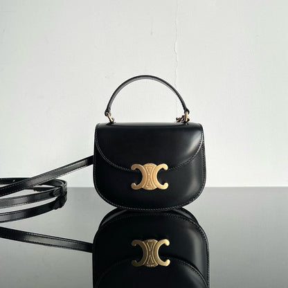 CELINE TRIOMPHE 15 Black Calfskin Handbag