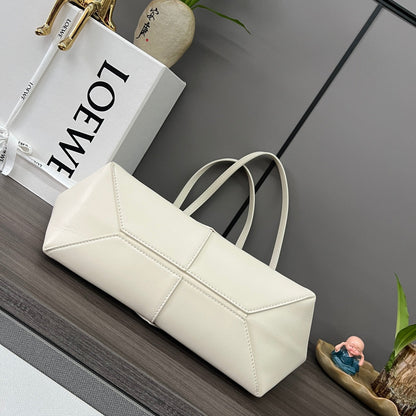 LOEWE PUZZLE FOLD CROPPED 39 BAG IN WHITE SOLF GRAINED CALFSKIN