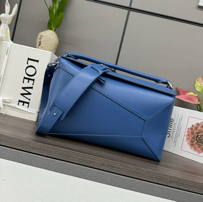LOEWE LOE PUZZLE 33 BAG IN COBALT BLUE CALFSKIN