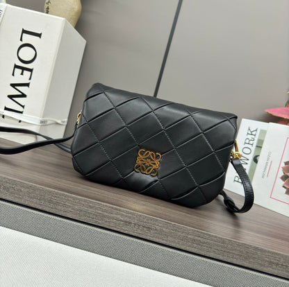 LOEWE LOE 20 PUFFER GOYA BAG IN BLACK NAPPA LAMBSKIN