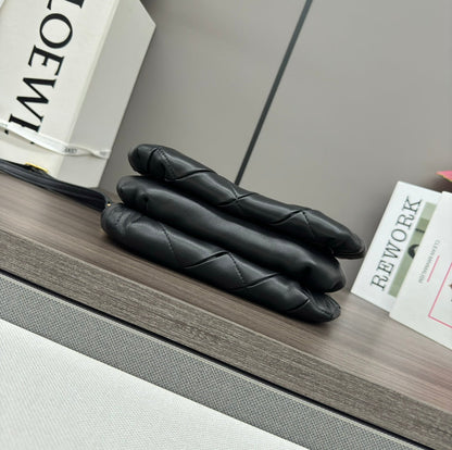 LOEWE LOE 20 PUFFER GOYA BAG IN BLACK NAPPA LAMBSKIN