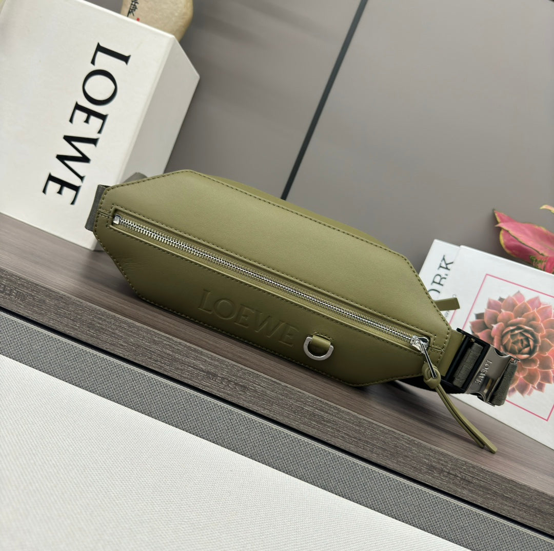 LOEWE CONVERTIBLE SLING 32 IN OLIVE GREEN CLASSIC CALFSKIN