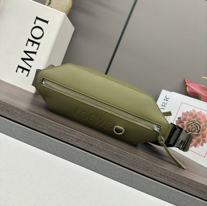 LOEWE CONVERTIBLE SLING 32 IN OLIVE GREEN CLASSIC CALFSKIN