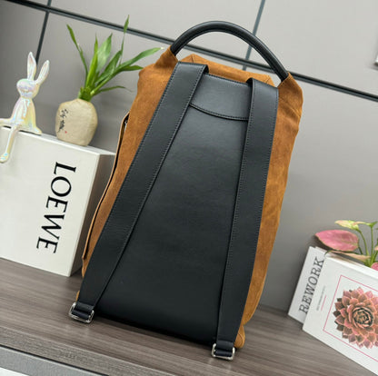 LOEWE FLAMENCO 40 BACKPACK IN CINNAMON BROWN SUEDE