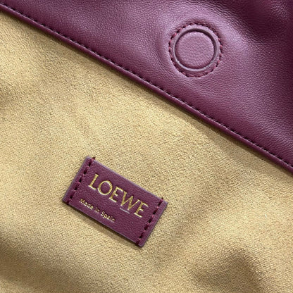 LOEWE LOE MEDIUM 30 FLAMENCO PURSE BUCKET IN PLUM PURPLE LAMBSKIN
