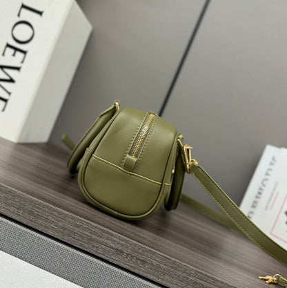 LOEWE AMAZONA 23 CROPPED BAG IN OLIVE GREEN SOFT GRAINED CALFSKIN