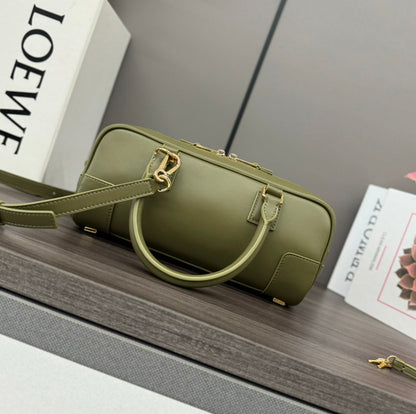 LOEWE AMAZONA 23 CROPPED BAG IN OLIVE GREEN SOFT GRAINED CALFSKIN