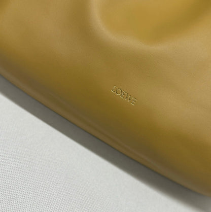 LOEWE LOE LARGE 41 FLAMENCO PURSE BUCKET IN DIJON YELLOW LAMBSKIN GOLD HARDWARE