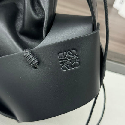 LOEWE LOE INTERLACED HOBO 38 BAG IN BLACK CALFSKIN