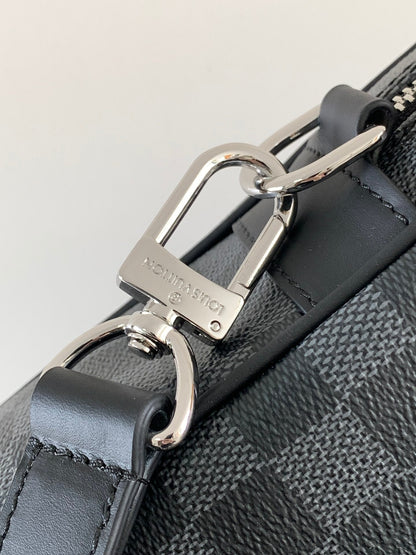 LOUIS VUITTON PORTE- DOCUMENTS VOYAGE NM HANDBAG 36 IN BLACK DAMIER GRAPHITE CANVAS