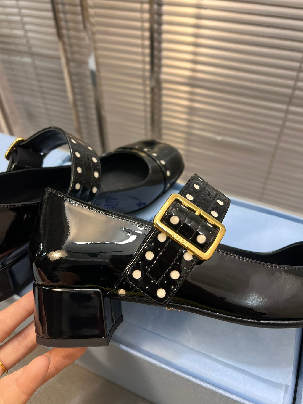 PRADA MARY JANE PUMPS IN BLACK GLOSSY CALFSKIN