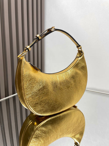 FENDI FENDIGRAPHY MEDIUM 29 IN GOLD METALLIC SMOOTH LAMBSKIN GOLD HARDWARE