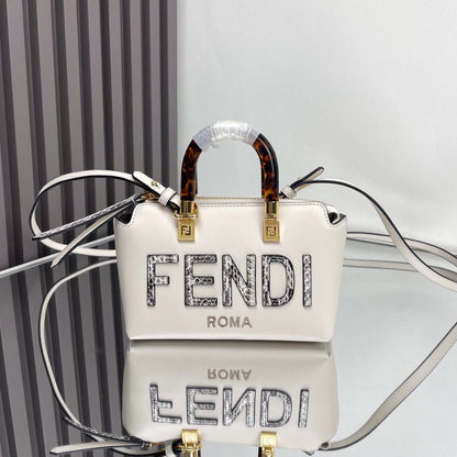 FENDI BY THE WAY MINI 18 IN WHITE LAMBSKIN GOLD HARDWARE