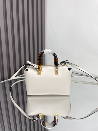 FENDI BY THE WAY MINI 18 IN WHITE LAMBSKIN GOLD HARDWARE