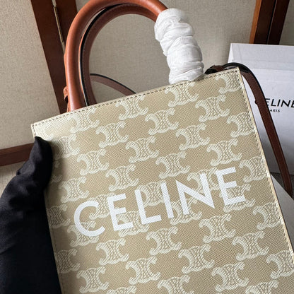 CELINE CP BAG MINI 21 VERTICAL CABAS BEIGE IN TRIOMPHE CANVAS