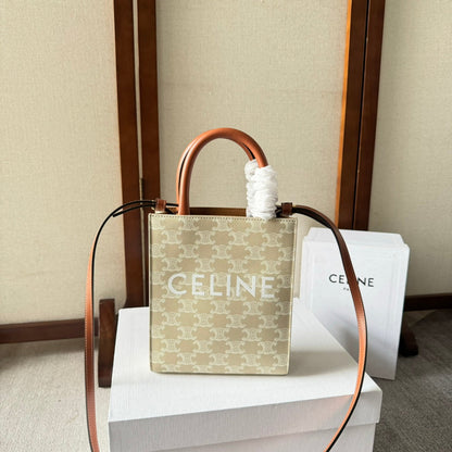 CELINE CP BAG MINI 21 VERTICAL CABAS BEIGE IN TRIOMPHE CANVAS