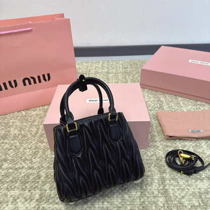 MIU MIU HOBO 20 BAG IN BLACK LAMBSKIN