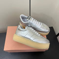 THICK-SOLED RETRO SNEAKERS IN SILVER METALLIC SMOOTH LAMBSKIN