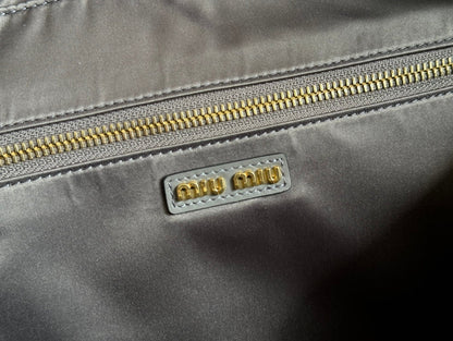 MIU MIU BEAU TOP HANDLE BAG 34 IN DARK GREY SMOOTH CALFSKIN